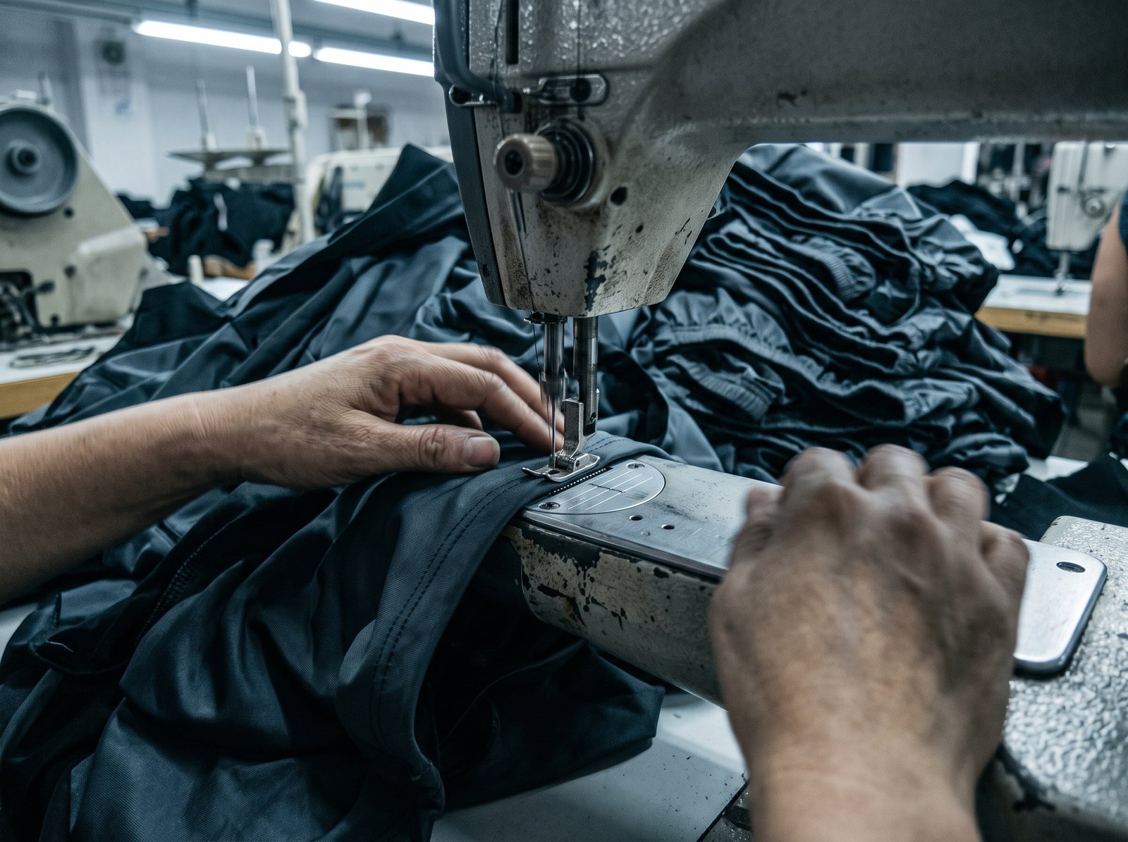 Fast Fashion Garment Worker at Sewing Machine